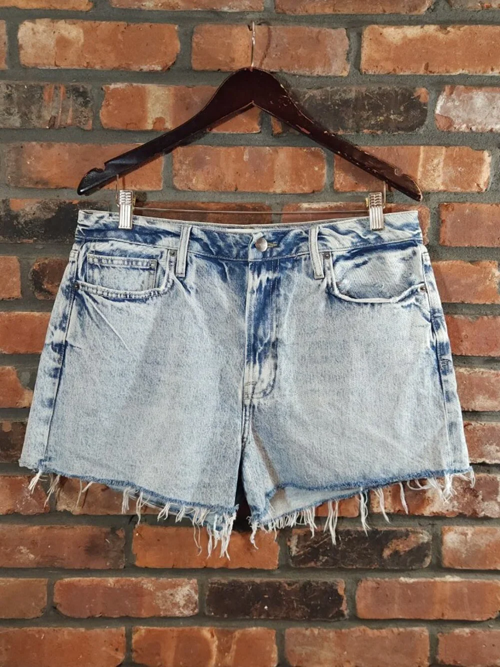 Frame Le Simone Acid Wash High Rise Denim Cutoff Shorts Festival Women's 32